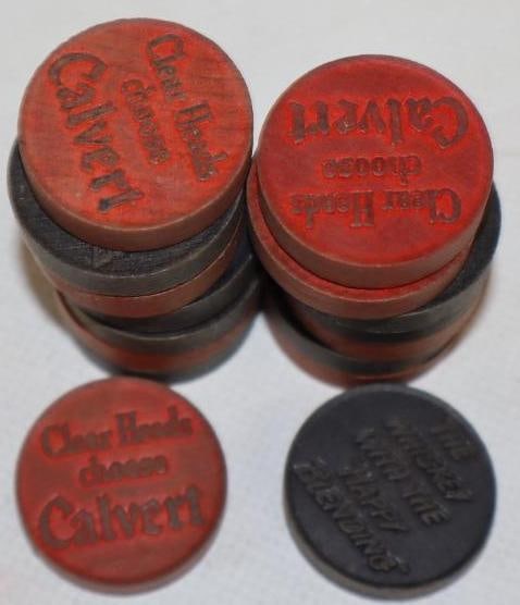 Group of 16 Calvert Whiskey Advertising Checkers (1 of 3)