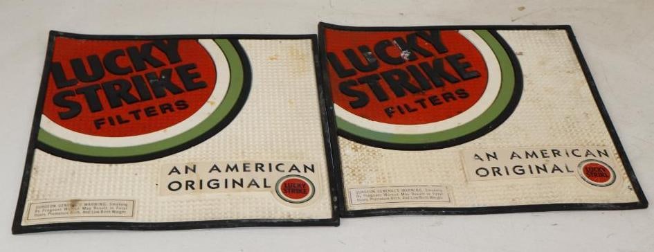 Group of 2 Embossed Lucky Strike Filters Advertising Bar Mats (1 of 4)