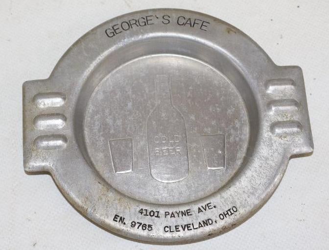 George's Cafe Cold Beer Advertising Ashtray: 5.5" x 4.5" x .75"