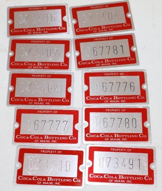 Group of 10 Coca Cola Bottling Co. of Miami Aluminum ID Tags (1 of 3)