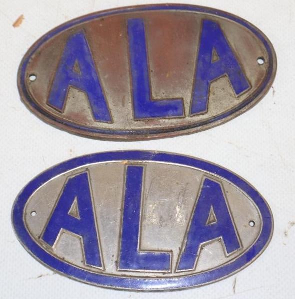 Group of 2 Different ALA Cloisonne Radiator Emblem Badges: largest is 4.50" x 2.50"