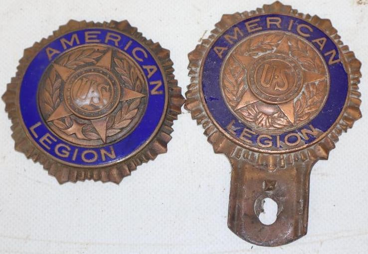Group of 2 US American Legion Cloisonne Radiator Badge And License Plate Topper (1 of 2)