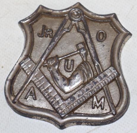Embossed Jr. Order Of United American Mechanics Radiator Badge: 2.75" x 3"