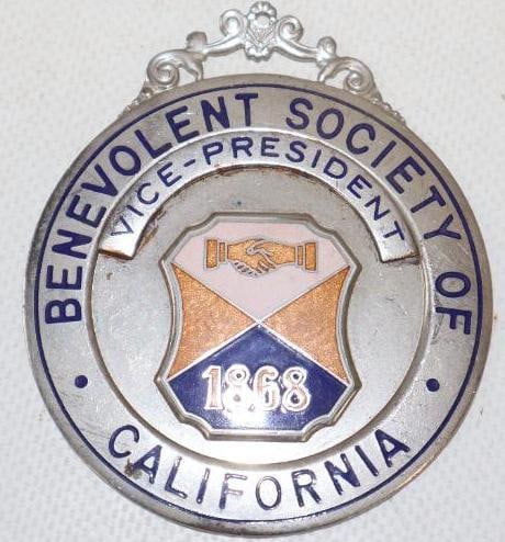 Cloisonne Benevolent Society Of California Radiator Emblem Badge: 2.50" x 3"