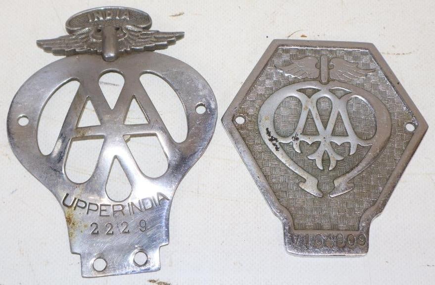 Group of 2 AA Radiator Badge And License Plate Topper: 3.50" x 5"