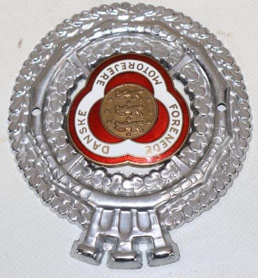 Cloisonne United Danish Motorcycle Owners Club Radiator Emblem Badge: 3.50" x 4"
