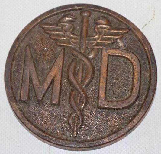 Brass Embossed Medical Doctor Radiator Badge: 3.25" x 3.25"