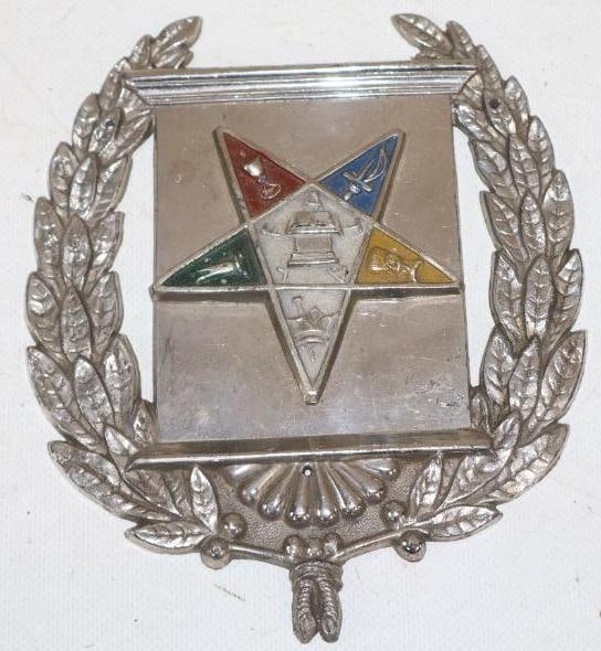 Masonic Order Of The Eastern Star FATEL Embossed Radiator Badge: 5.50" x 6.50"