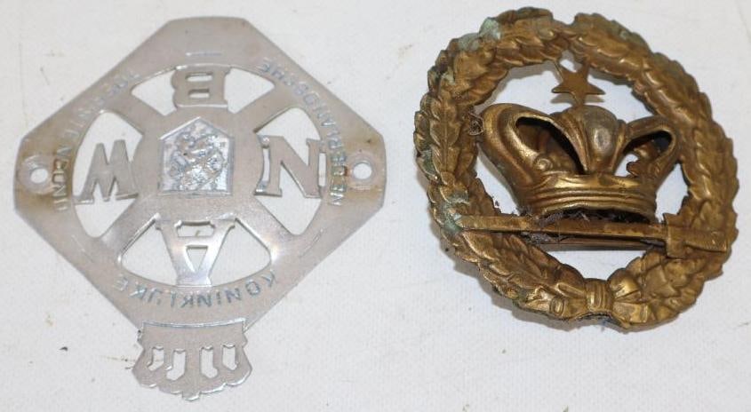 Group of 2 RAC And NWAB Die Cut Radiator Badges: largest is 4" x 4.50"