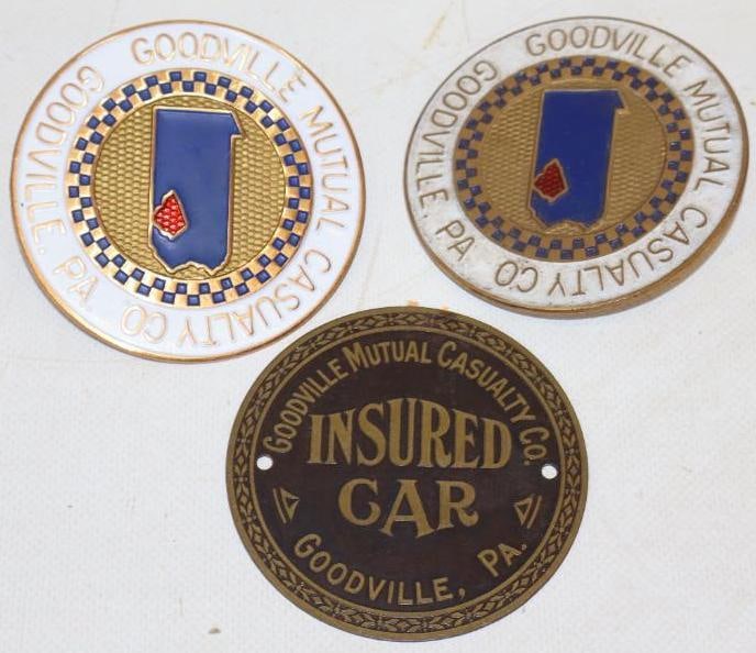 Group of 3 Goodville PA, Mutual Causality Company Radiator Badges: 3" x 3" each