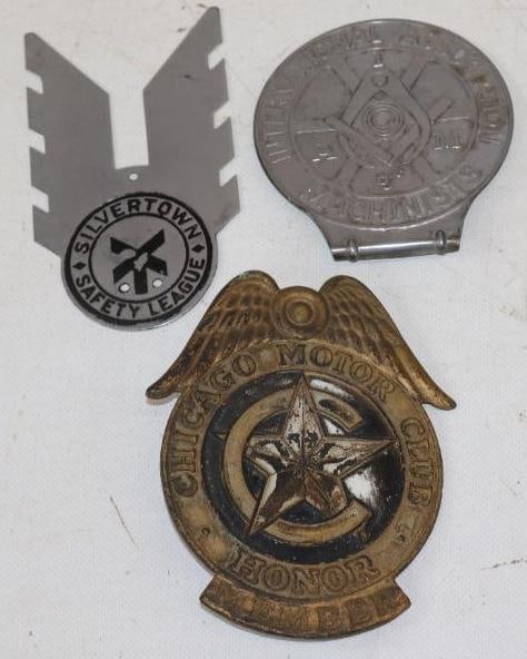 Group of 3 Chicago Motor Club, Silver Town And The International Association of Motorists License: largest is 3" x 5.50"