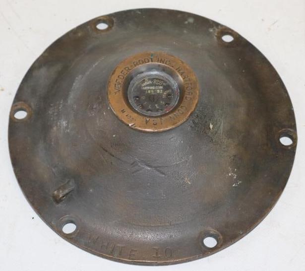 Brass Veeder-Root Mileage Counter Hubcap: 8.50" x 8.50 x 2.25"