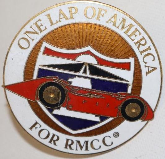 One Lap Of America For RMCC Cloisonne Radiator Badge: 3" x 3" x 1.75"