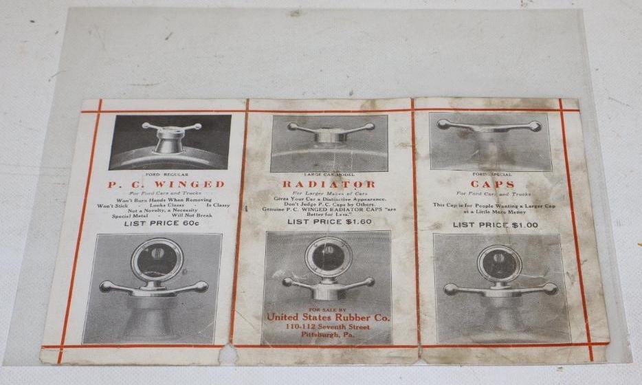 US Rubber Early Automobile Winged Radiator Cap Brochure Pamphlet (1 of 3)