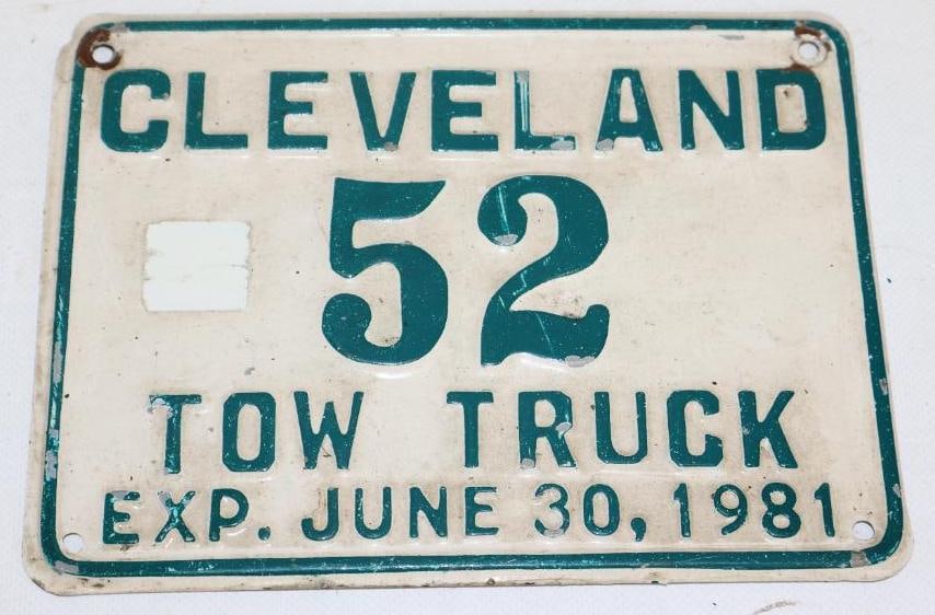 1981 Cleveland Tow Truck License Plate: 8" x 6"