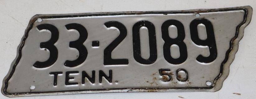 1950 Tennessee State Shaped License Plate (1 of 2)