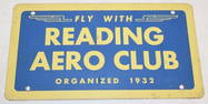 Fly with Reading Club Metal Booster License Plate