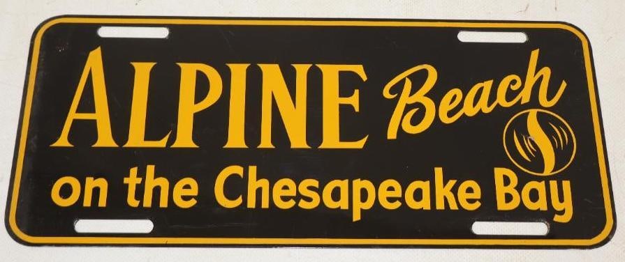 Alpine Beach On The Chesapeake Bay Metal Advertising Booster License Plate: 12" x 5.25"