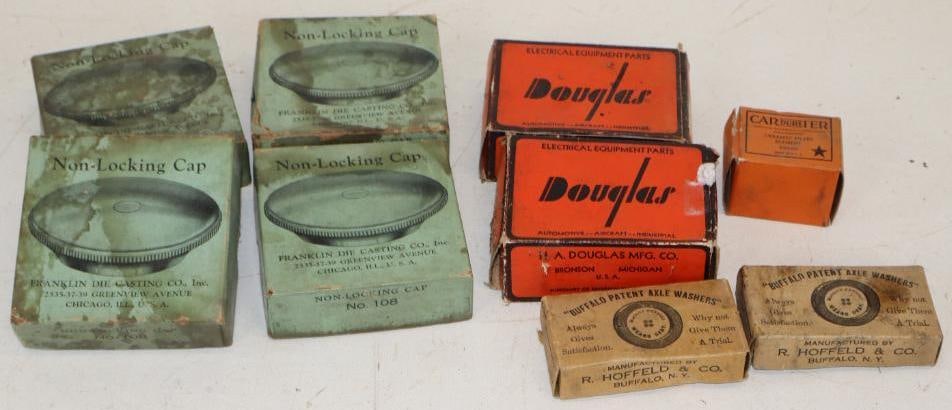 Group of 9 Douglas, Buffalo Paint Axel Washer, Carburetor And Franklin Non Locking Radiator Cap (1 of 4)