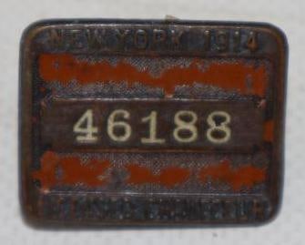 1914 New York Brass Licensed Chauffeur Lapel Pin (1 of 2)
