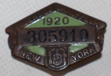 1920 New York Licensed Chauffeur Cloisonne Lapel Pin (1 of 2)