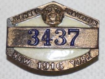 1916 New York License Chauffeur Cloisonne Lapel Pin (1 of 2)