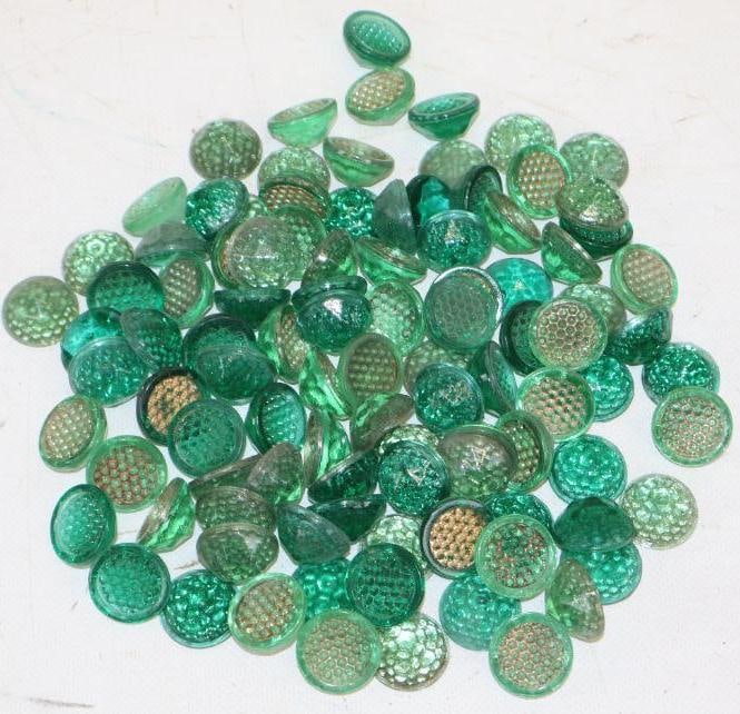 Group of 100 Green Jeweled Lenses: .75" x .75"x .50" each