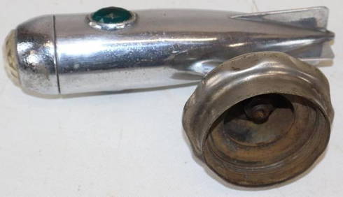 1930's Jeweled Dirigible Blimp Hood Ornament Radiator Mascot Mounted on Threaded Cap (1 of 3)
