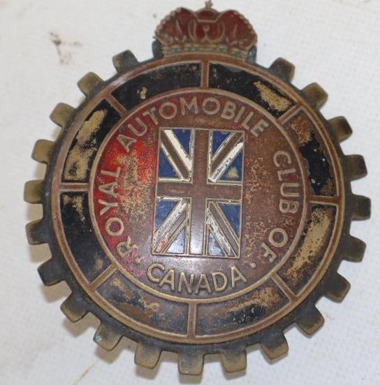 Brass Royal Automobile Club Of Canada Radiator Emblem Badge: 3.75" x 3.50"