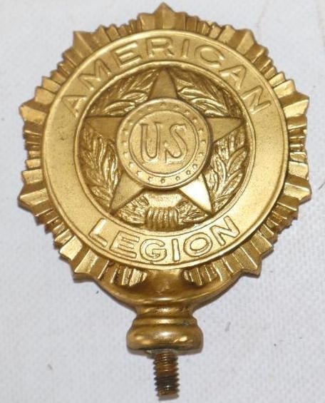 US American Legion Golden Hood Ornament Radiator Mascot: 3" x 4"