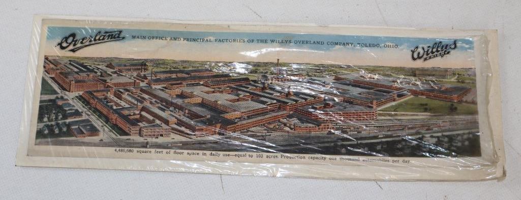 Overland Willys Knight Motor Car Co Souvenir Folding Post Card: 11" x 3.50"