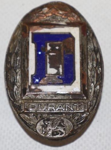 1928 Durant Motor Car Co Cloisonne Radiator Emblem Badge: 1.50" x 2" x .50"