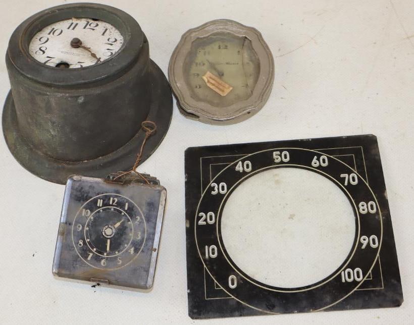 Group of 4 Early Automobile Clocks And Speedometer Glass Lense (1 of 4)