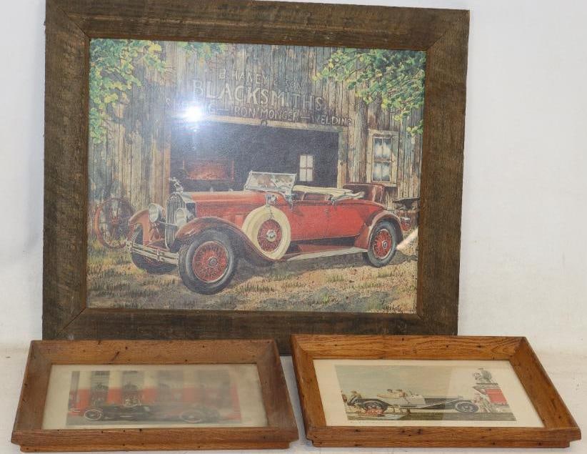 Group of 3 Early Automobile Framed Art Work (1 of 5)