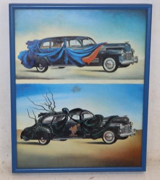 1940's Cadillac Salvador Dali "Cars" Framed Art Poster (1 of 2)
