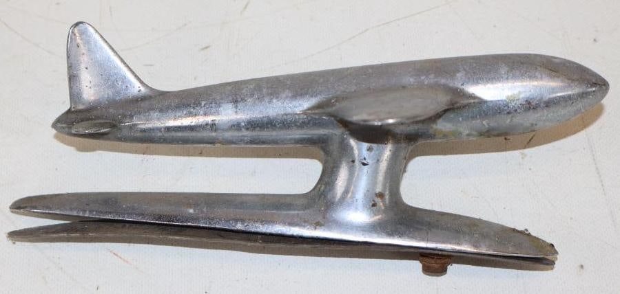 1950's Aftermarket Airplane Hood Ornament: 5" x 8.50" x 3"