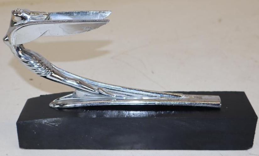 1935 DeSoto Air Stream 6 Hood Ornament Radiator Mascot Mounted On Wood Base (1 of 3)