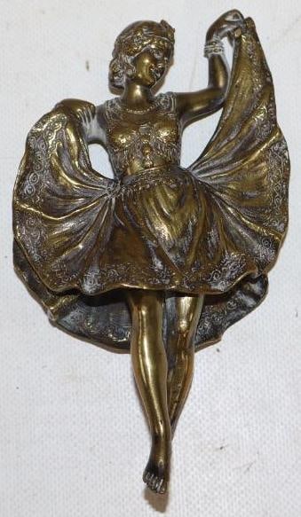 1920's Bergwin Flapper Girl With Moving Skirt Hood Ornament Radiator Mascot (1 of 2)
