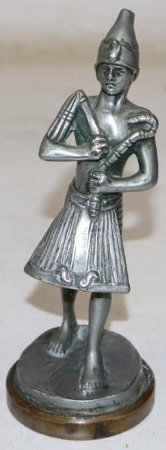 1920's Egypt Pharaoh Hood Ornament Radiator Mascot: signed PH, measures 2.50" x 2.50" x 6.50"