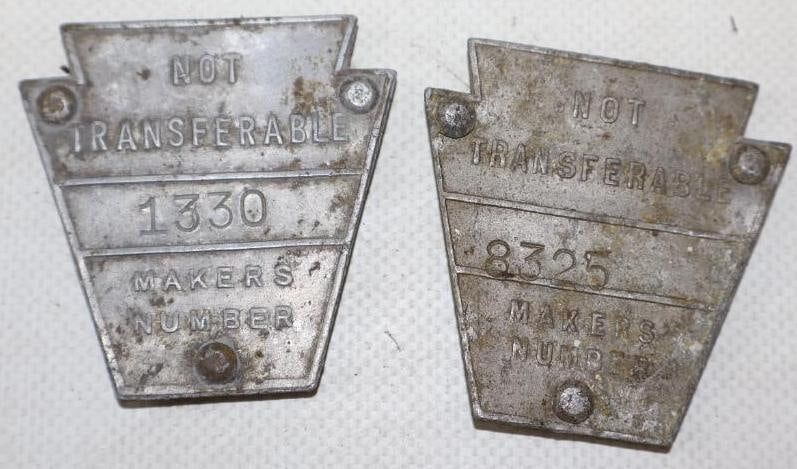 Group of 2 Keystone Shaped License Plate Registration Tags (1 of 2)