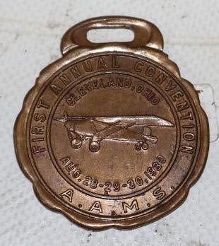 1930 First Annual Convention A.A.M.S. Brass Watch Fob (1 of 2)