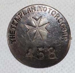 The Templar Motors Corp Employee Pin Back Badge: 1" x 1"x .50"