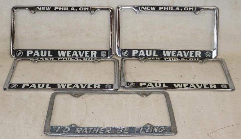 Group of 5 Cadillac, Buick And I'd Rather Be Flying Metal License Plate Frames (1 of 3)