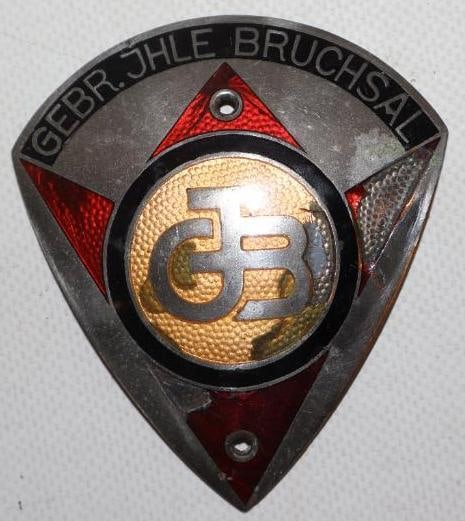 1938 German Cloisonne Gebr.Ihle Bruchsal Emblem Badge: 2.75" x 3.25"