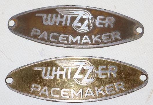 Group of 2 Whizzer Pace Maker Motor Bike Brass Emblems (1 of 2)