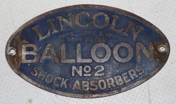 Brass Lincoln Balloon Shock Absorber Name Tag (1 of 2)