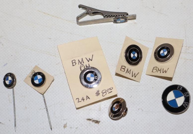 Group of 8 BMW Pin Back Badges, Hat Pins, Stick Pins And Tie Clip (1 of 4)