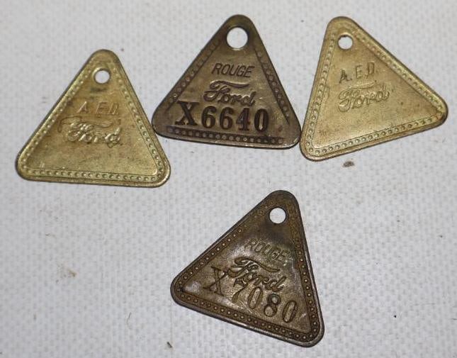 Group of 4 Brass Ford ID Tags (1 of 2)