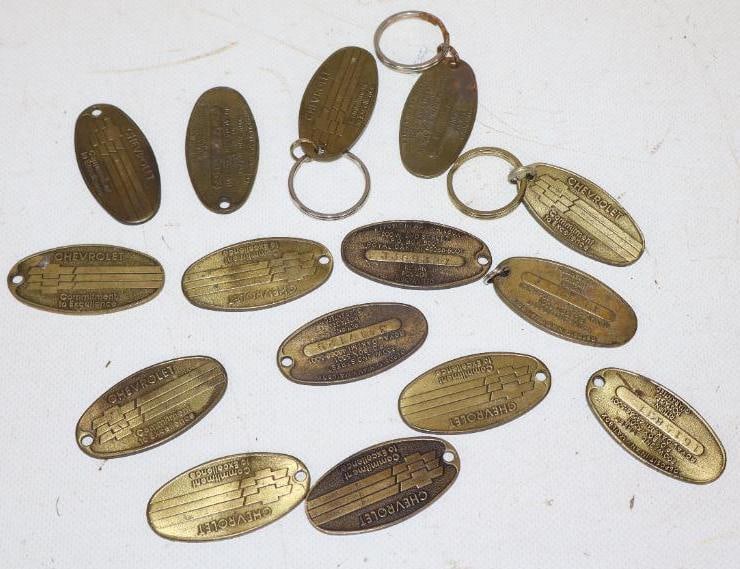 Group of 15 Chevrolet Commitment To Excellence Brass Key Chains: 2" x 1" each