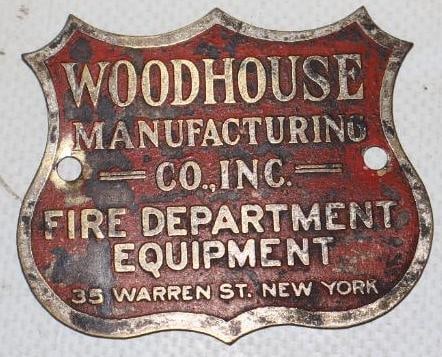 Woodhouse MFG Fire Department Equipment Brass ID Tag: 2.25" x 2"